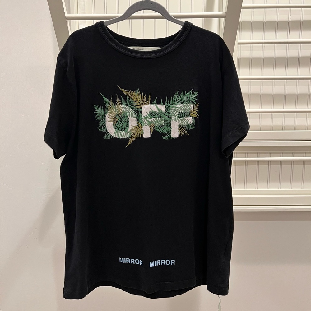 Off White Embroidered Ferns Tee